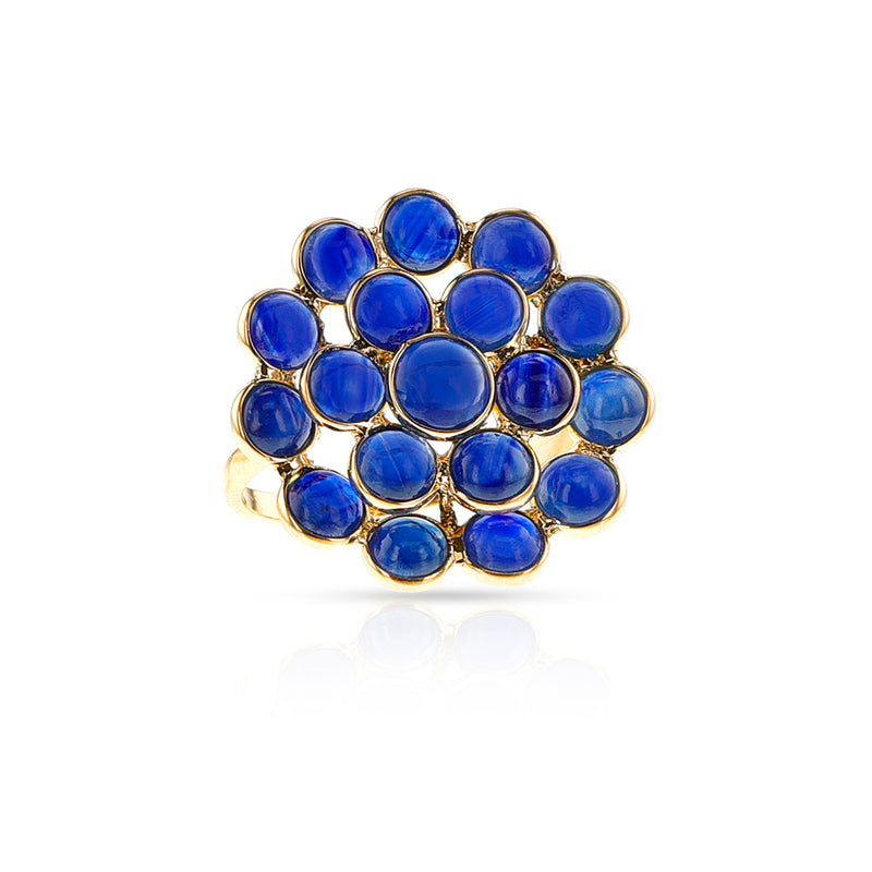 Sapphire Cabochon Floral Cocktail Ring, 18k