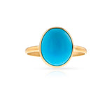 Oval Turquoise Cabochon Matte Finish Statement Ring, 18K