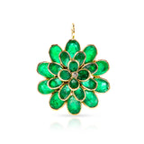 Emerald and Diamond Floral Pendant 18K
