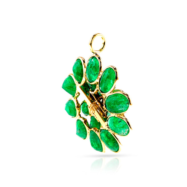Emerald and Diamond Floral Pendant 18K