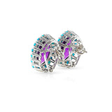 Oval Amethyst Cut and Turquoise Cabochon Earrings, 18k