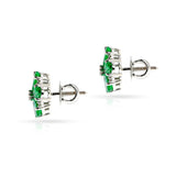 Emerald and Diamond Floral Studs, 18k
