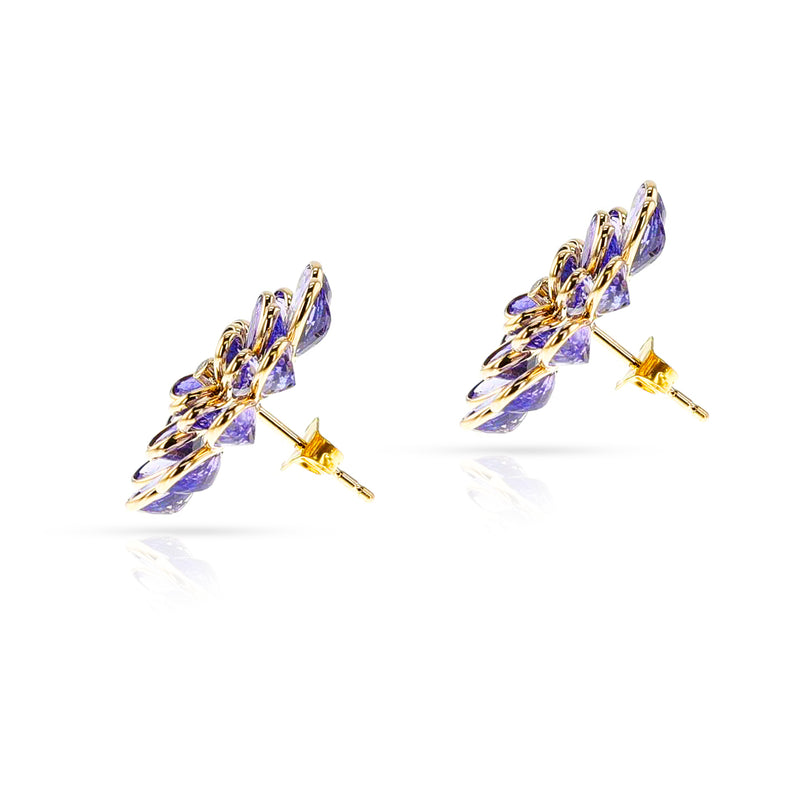 Tanzanite and Diamond Floral Cocktail Earrings, 18K