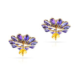 Tanzanite and Diamond Floral Cocktail Earrings, 18K