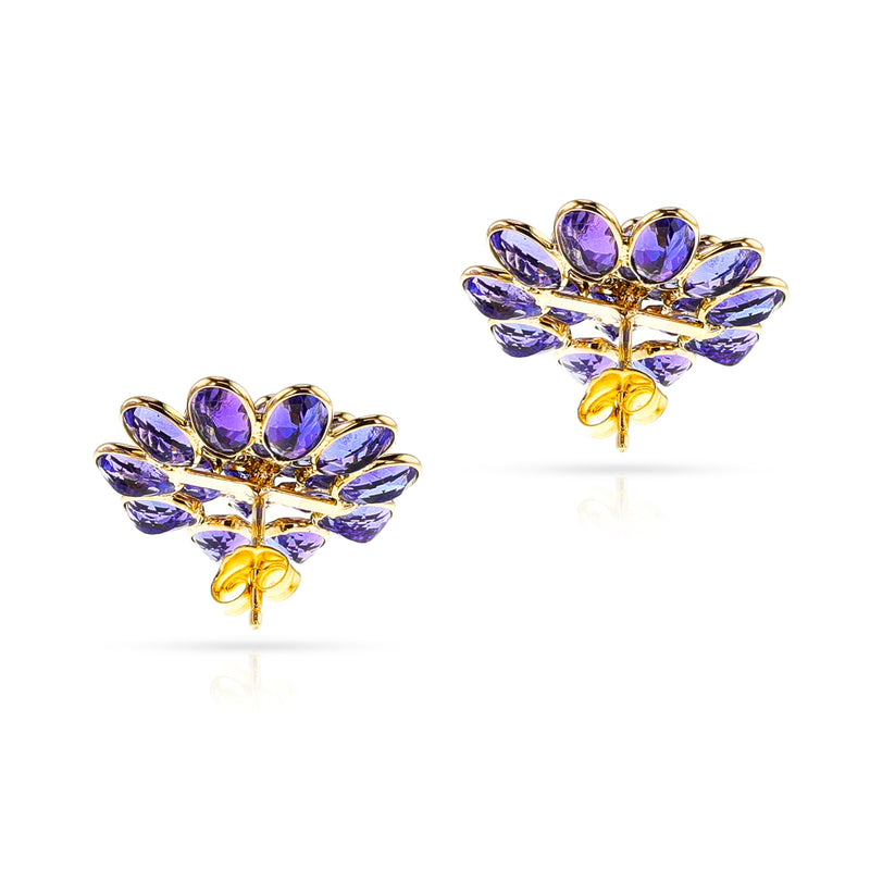 Tanzanite and Diamond Floral Cocktail Earrings, 18K