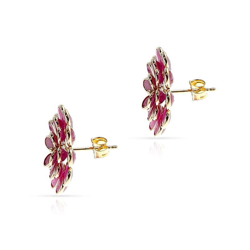 Ruby Floral Cocktail Earrings, 18K