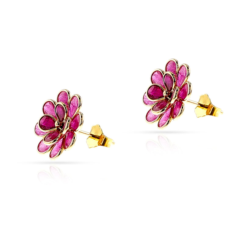 Ruby and Diamond Floral Earrings, 18k