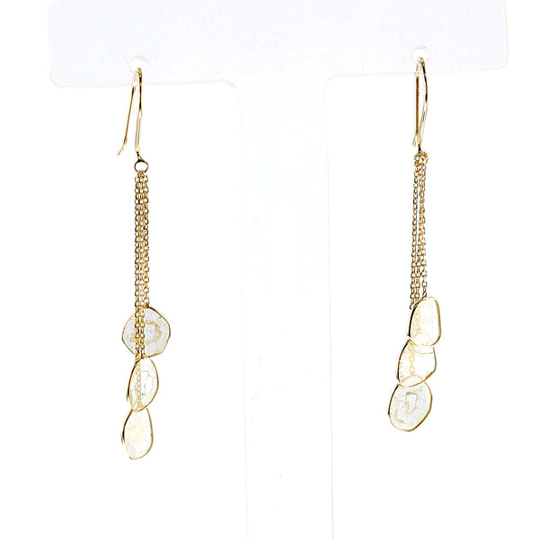 Diamond Slices Hanging Trio Earrings, 18K