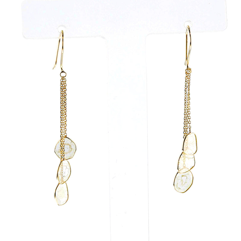 Diamond Slices Hanging Trio Earrings, 18K