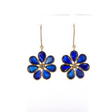 Sapphire and Diamond Floral Dangling Earrings, 18k