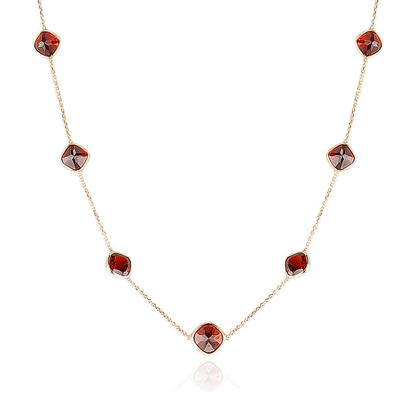 Kite-Shape Garnet Necklace, 18k