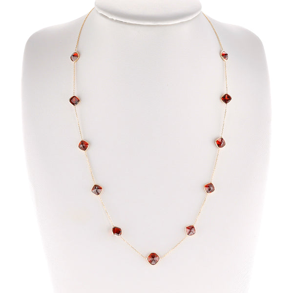 Kite-Shape Garnet Necklace, 18k