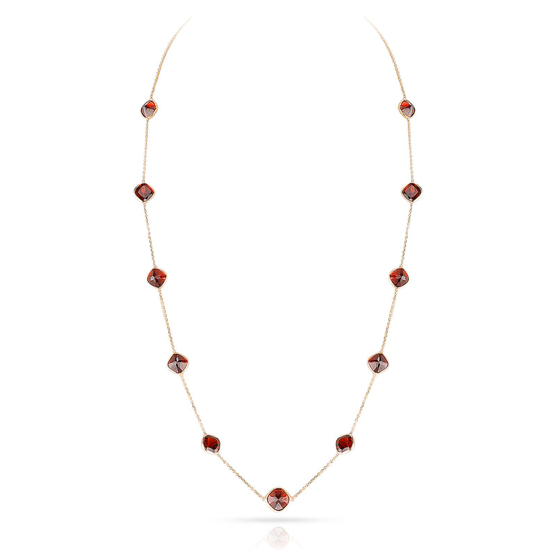 Kite-Shape Garnet Necklace, 18k