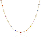 Small Multi-Sapphire Round Necklace, 18k