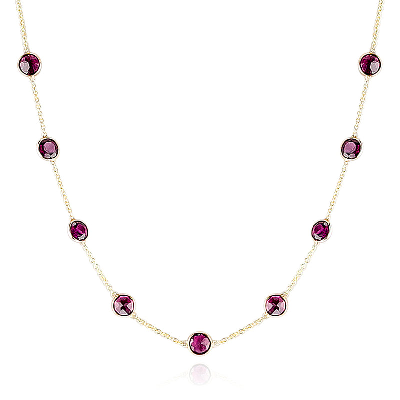 Pink Rhodolite Necklace, 18K