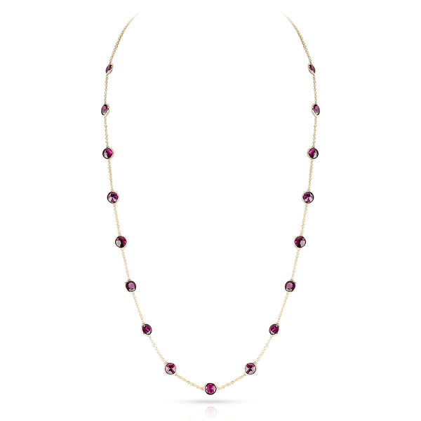 Pink Rhodolite Necklace, 18K
