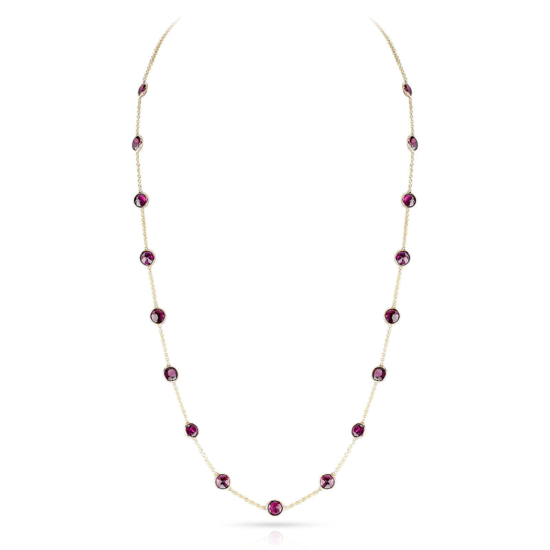 Pink Rhodolite Necklace, 18K