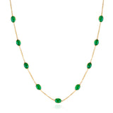 Emerald Oval Cabochon Necklace, 18k