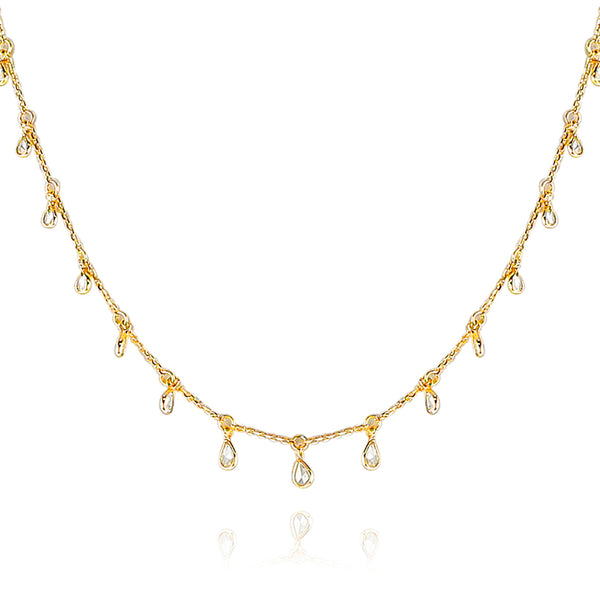 Diamond Rose Cut Drops Necklace, 18k