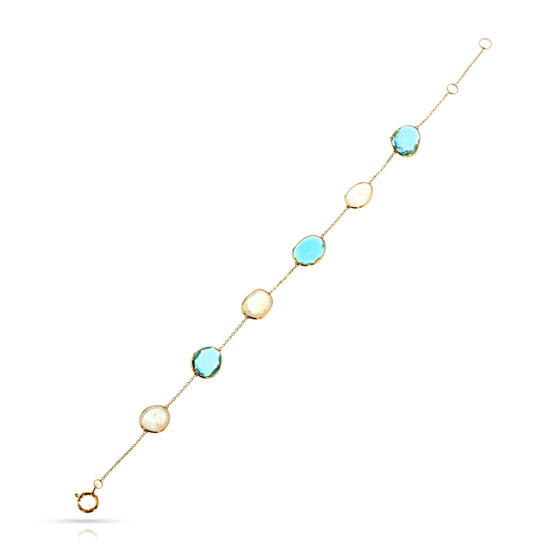 Blue Topaz and Moonstone Bracelet, 18K