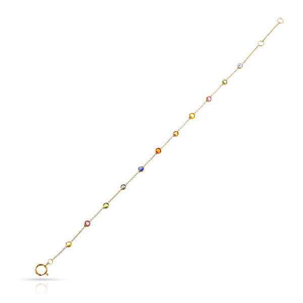 Small Round Multi-Sapphire Bracelet, 18K