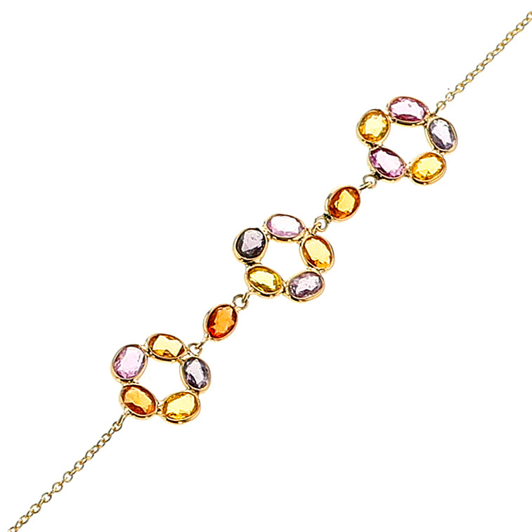 Multi-Sapphire Circle Trio Bracelet, 18k