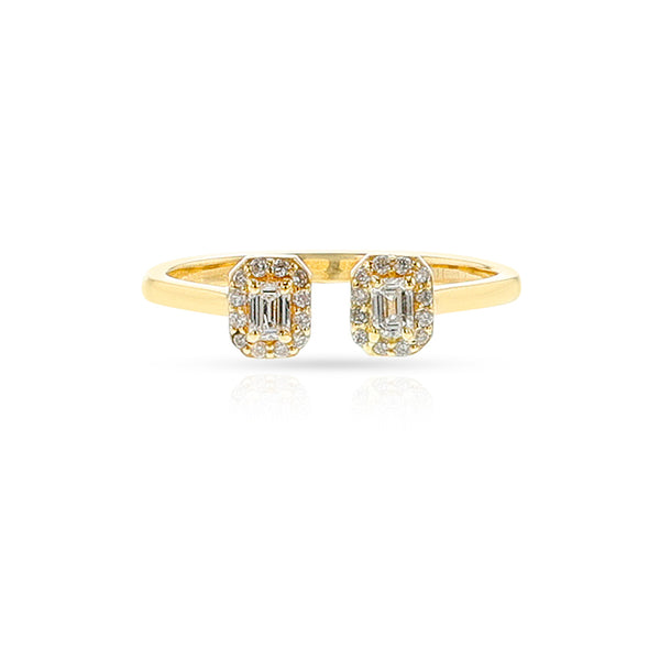 Double Diamond Open Ring, 14k