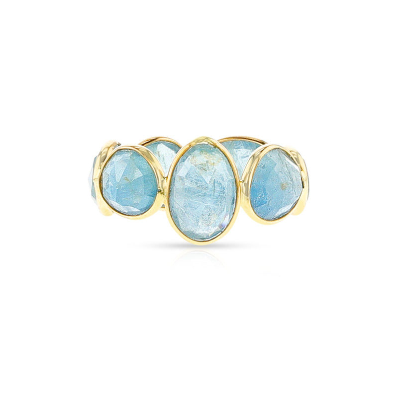 Aquamarine Rose Cut Eternity Band, 14k