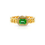 Emerald and Diamond Rope Style Band Ring, 14k