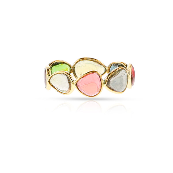 Multi-Tourmaline Rose Cut Band, 14k