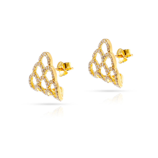 Diamond Pyramid Loop Earrings, 14k