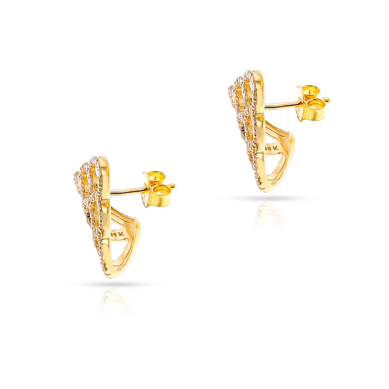Diamond Pyramid Loop Earrings, 14k