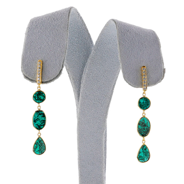 Blue Diamond Slices Earrings, 14k
