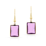 Rectangular Amethyst and Gold-Cap Dangling Earrings, 18k