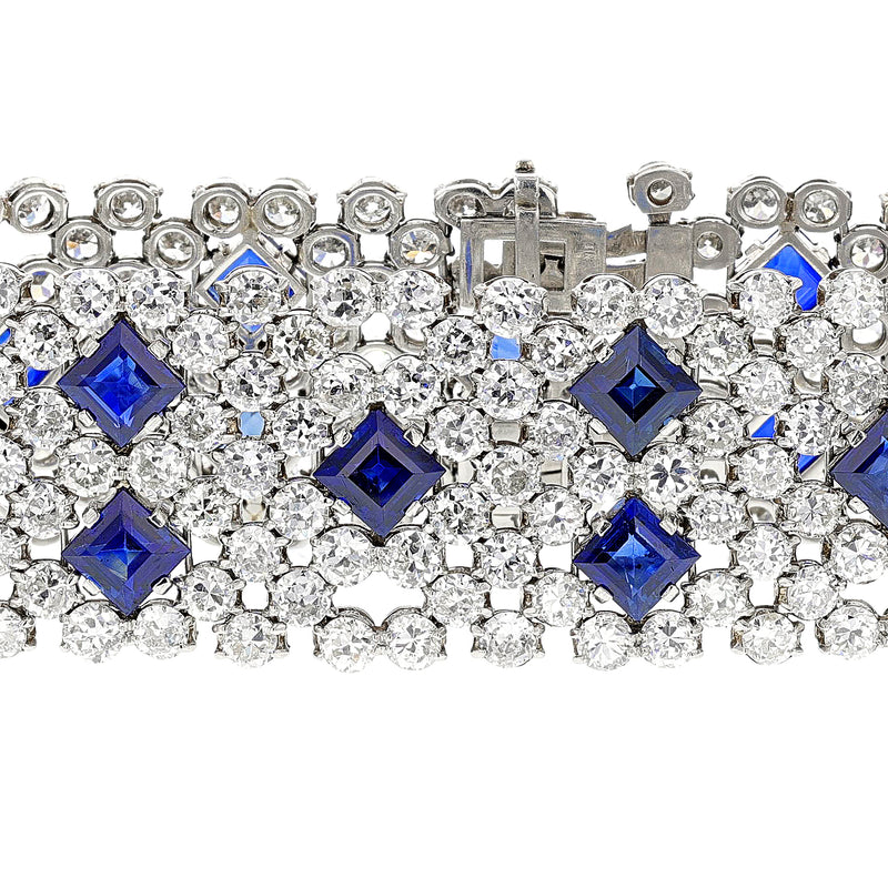 Charles Holl Sapphire and Diamond Bracelet, Platinum