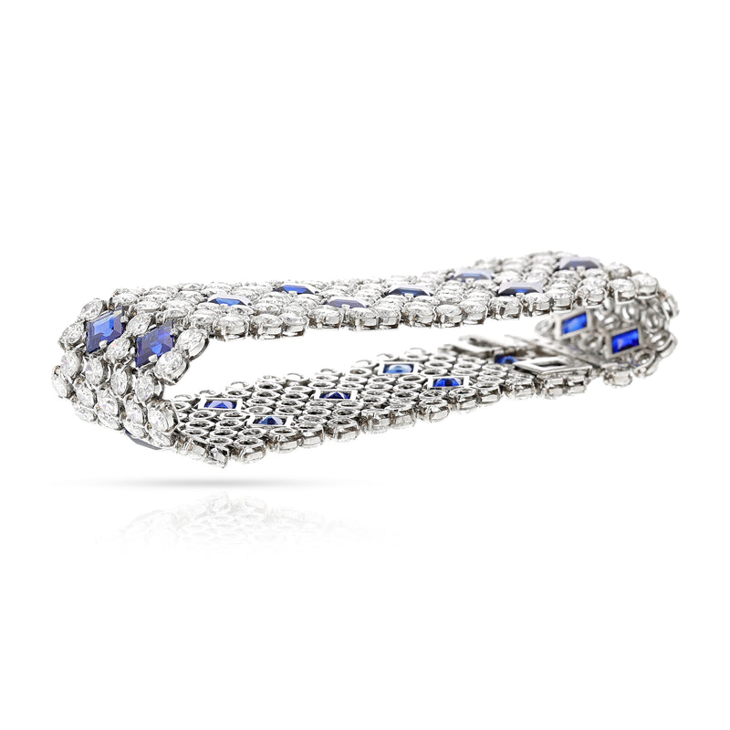 Charles Holl Sapphire and Diamond Bracelet, Platinum