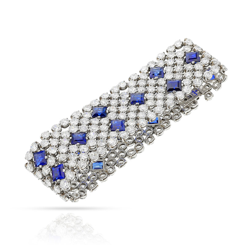 Charles Holl Sapphire and Diamond Bracelet, Platinum