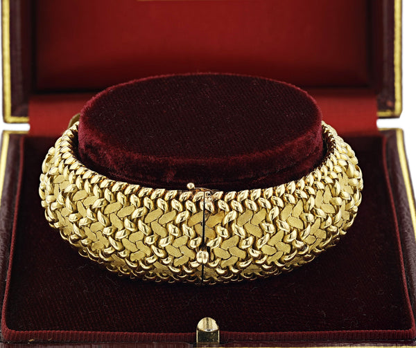 Georges L'enfant for Regner Paris Circa 1970s Gold Woven Bracelet, 18k