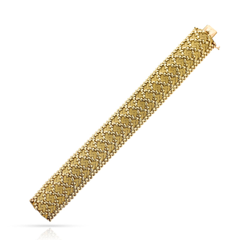 Georges L'enfant for Regner Paris Circa 1970s Gold Woven Bracelet, 18k