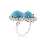 Van Cleef & Arpels Toi et Moi Turquoise and Diamond Ring, Platinum