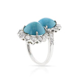 Van Cleef & Arpels Toi et Moi Turquoise and Diamond Ring, Platinum