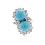 Van Cleef & Arpels Toi et Moi Turquoise and Diamond Ring, Platinum