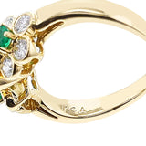 Van Cleef & Arpels Emerald and Diamond Three Flower Ring, 18k