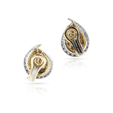 Merrin France Diamond and Textured Gold Leaf Earrings, 18k