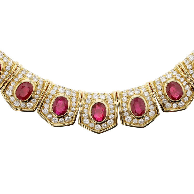 Van Cleef and Arpels Ruby and Diamond, Necklace & Earrings, French, Maker's Mark Pery et Fils