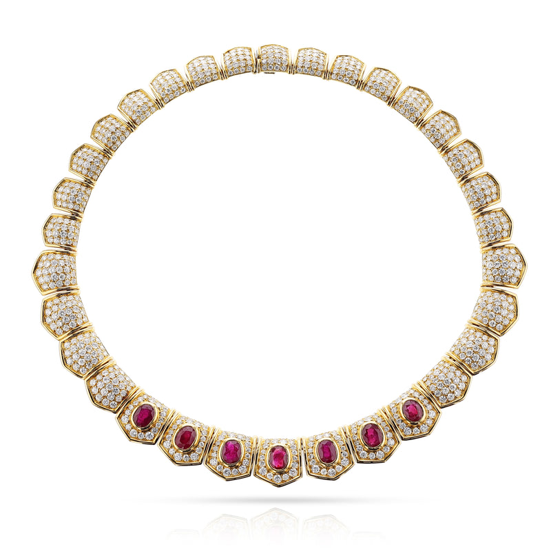 Van Cleef and Arpels Ruby and Diamond, Necklace & Earrings, French, Maker's Mark Pery et Fils