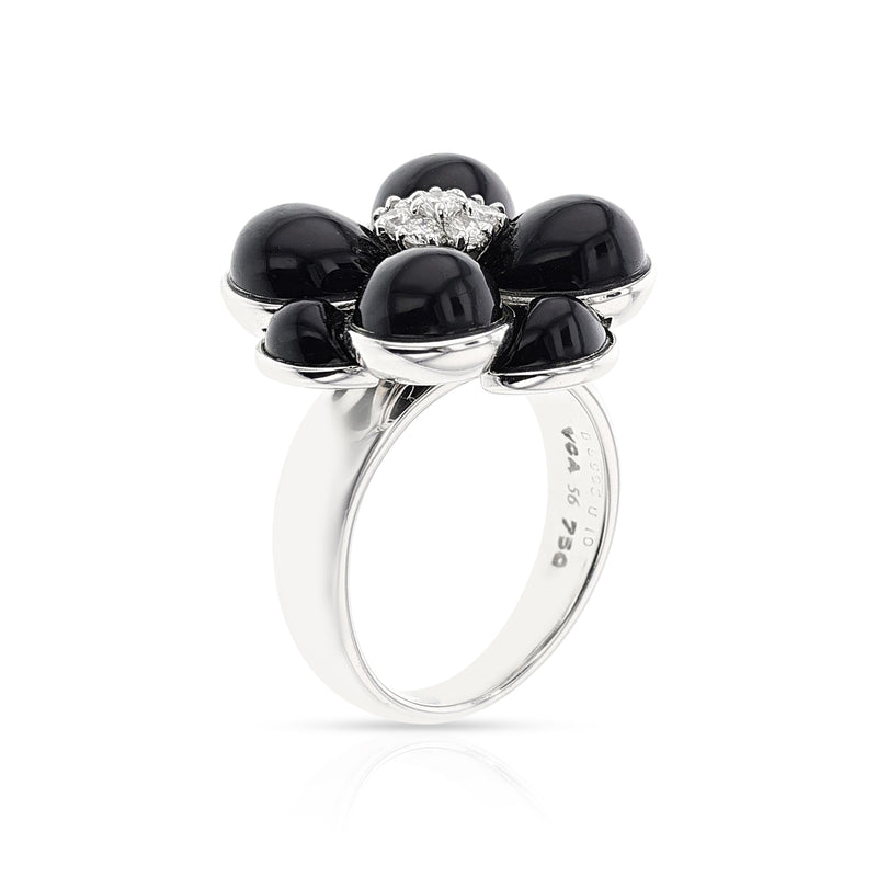 Van Cleef & Arpels Floral Onyx and Diamond Ring, 18k