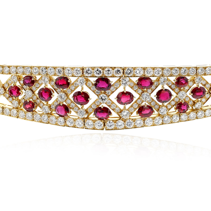 1980s Van Cleef & Arpels Ruby and Diamond Bracelet, 18k Yellow