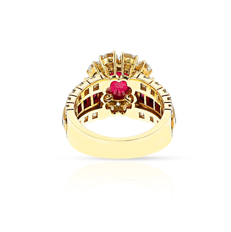 Van Cleef & Arpels Ruby Cabochon and Diamond Ring, 18k