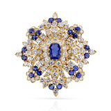 Vourakis Certified Unheated Sapphire and Diamond Earrings, Brooch, and Ring Suite 18k